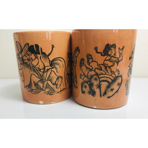 Vintage Senor Pico Naughty Pottery Mugs Trader Vics Restaurant 1971 Pair Cups - Picture 3 of 11